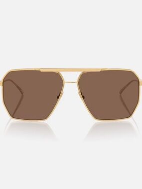 NWT Bottega Veneta BV1012S-003 Gold Brown Aviator Sunglasses
